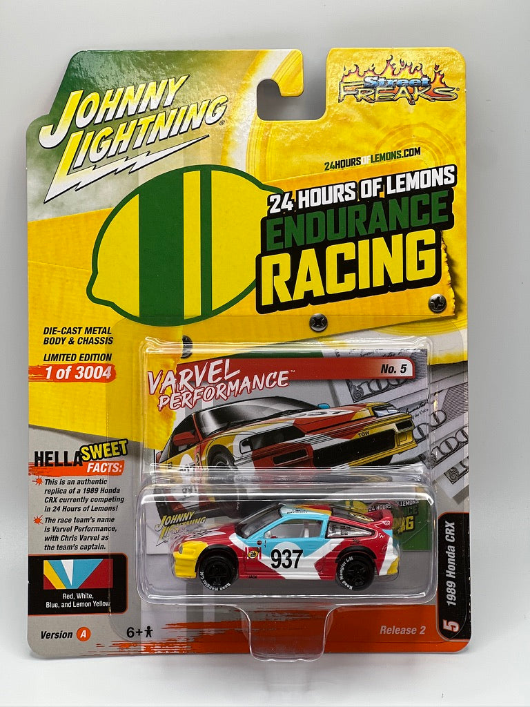 Johnny Lightning Street Freaks - Endurance Racing - 1989 Honda CRX (2A-Red, White, Blue, & Lemon Yellow)