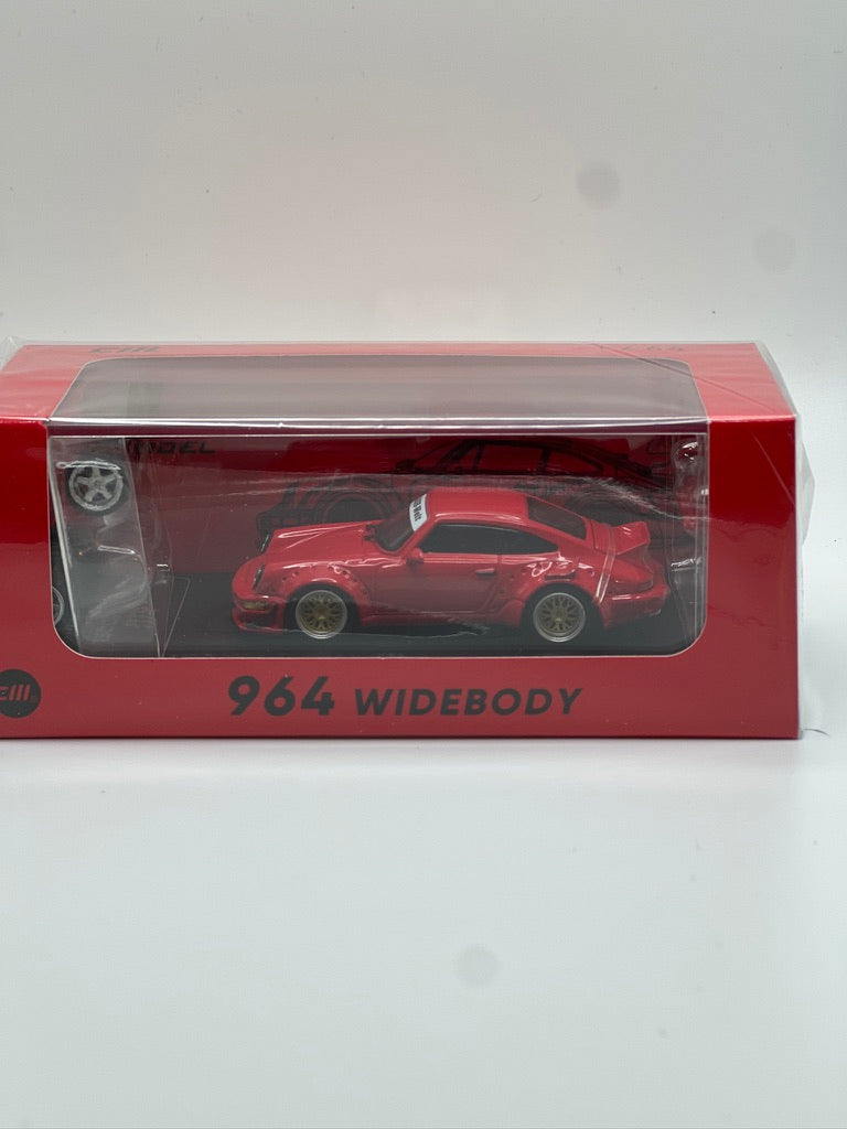 CM Model - RWB Porsche 964 Widebody w/extra wheels & spoiler (Red)