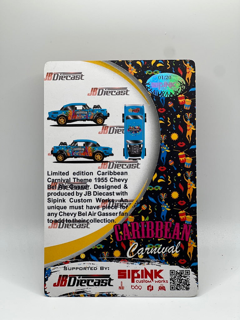 JBDiecast x Sipink Custom Works Caribbean Carnival - '55 Chevy Bel Air Gasser