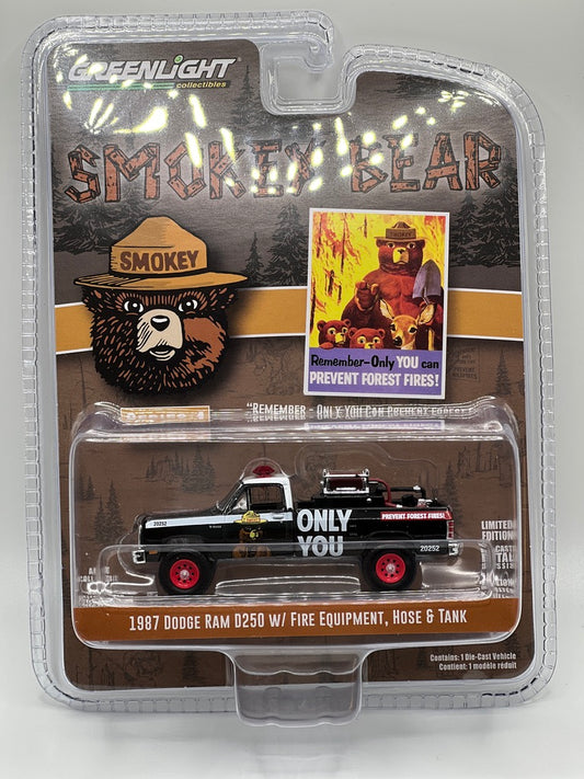 Greenlight Smokey Bear Series 4 - 1987 Dodge Ram D250 w/Fire Equipment, Hose & Tank