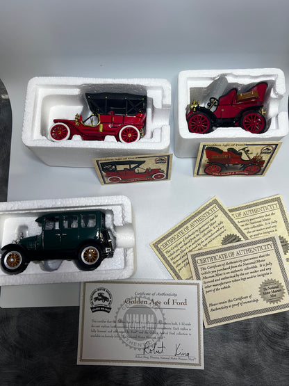 The National Motor Museum Mint Presents The Golden Age of Ford - (1926 Ford Fordor, 1909 Ford Model T Touring Car, & 1903 Model A Tonneau)