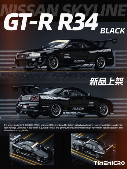 (PREORDER) TimeMicro Nissan Skyline GT-R R34 "Black Street" Black