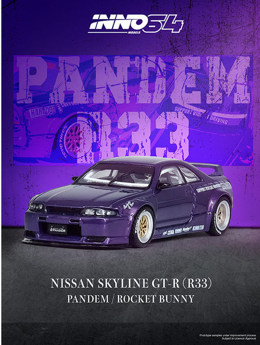 (PREORDER) Inno64 - Nissan Skyline GT-R (R33) "Pandem Rocket Bunny" (Purple)