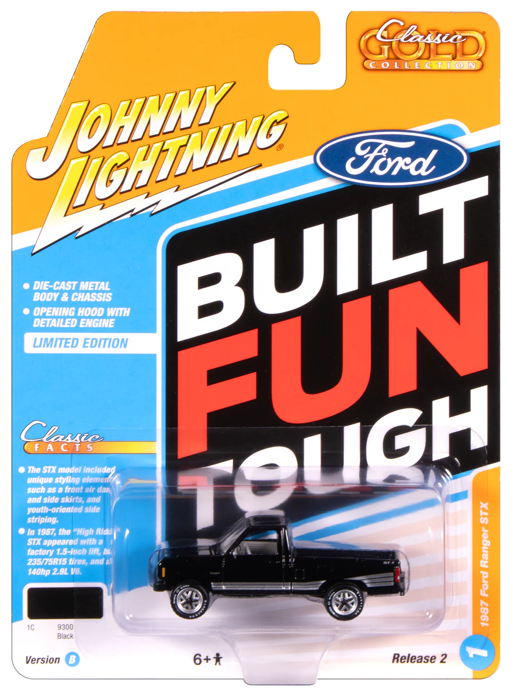 Johnny Lightning Classic Gold - 1987 Ford Ranger STX (Black w/Silver STX Stripes)