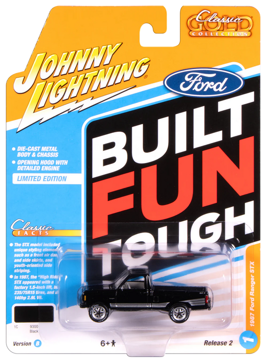 Johnny Lightning Classic Gold - 1987 Ford Ranger STX (Black w/Silver STX Stripes)
