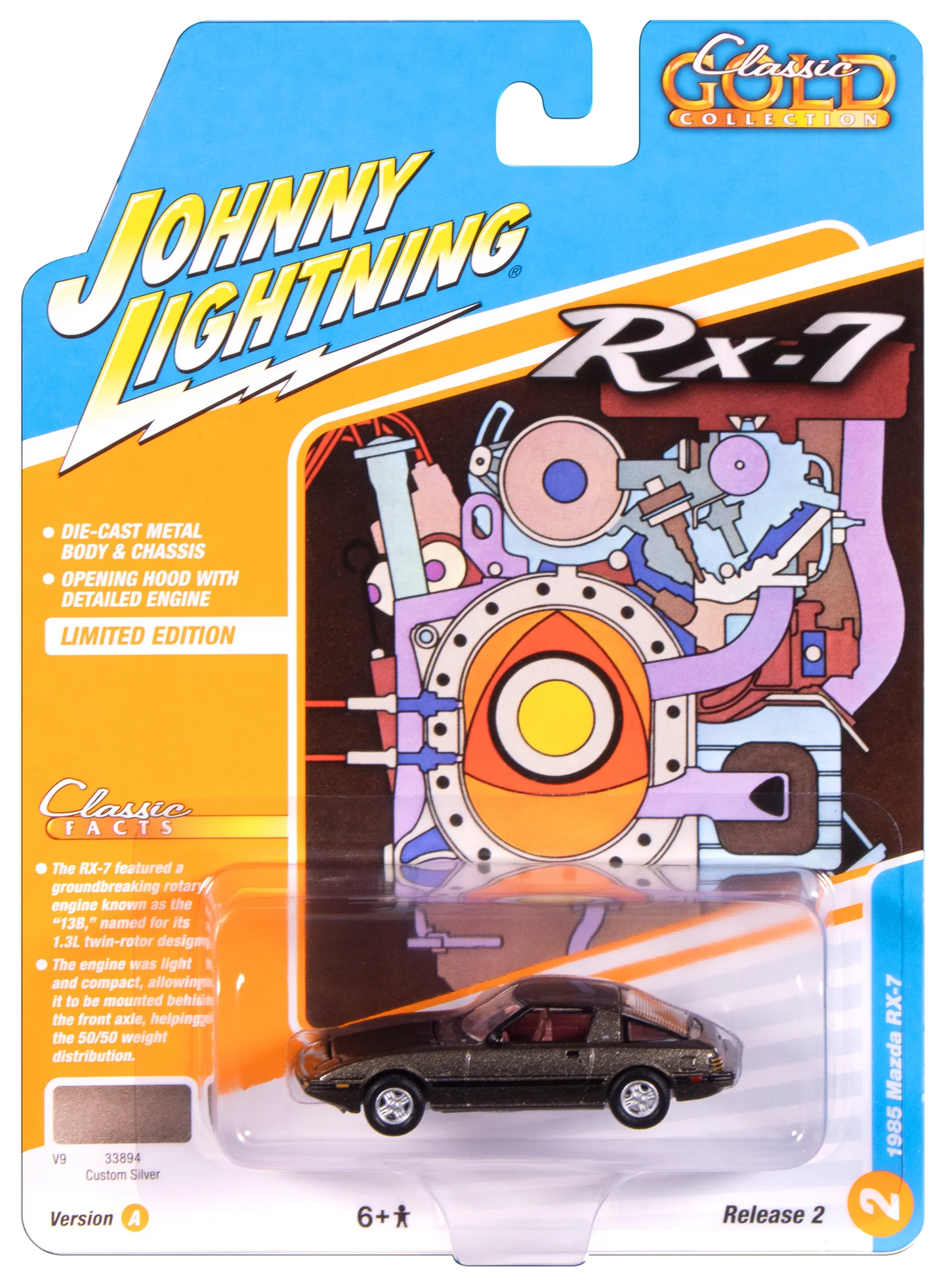 Johnny Lightning Classic Gold - 1985 Mazda RX-7 (V9 Metallic Silver)