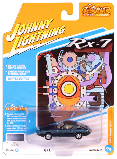 Johnny Lightning Classic Gold - 1985 Mazda RX-7 (V3 Tender Blue)