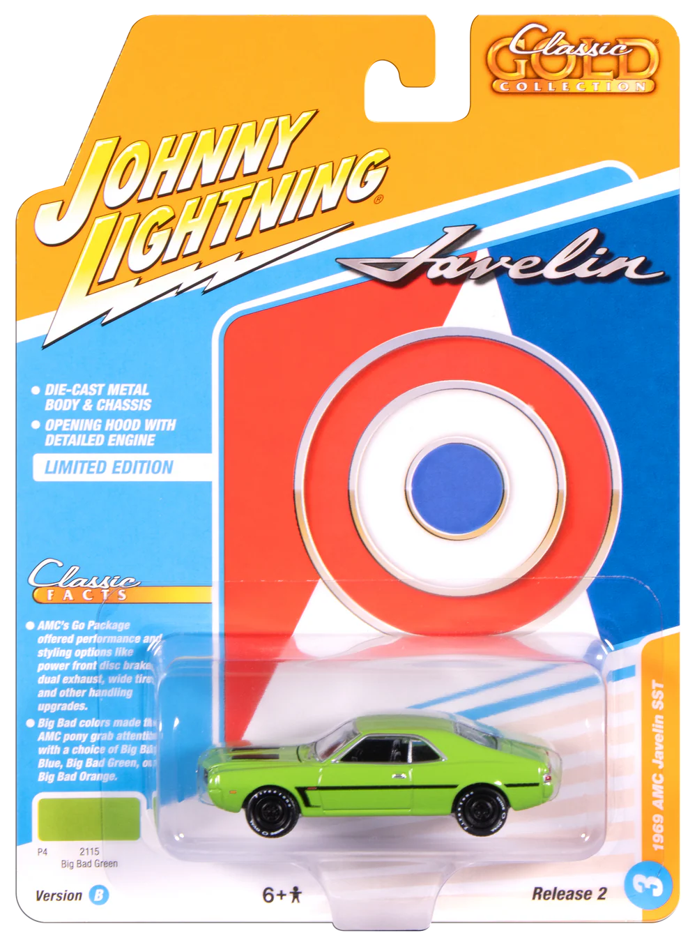 Johnny Lightning Classic Gold - 1969 AMC Javelin (Big Bad Green w/C Stripe)