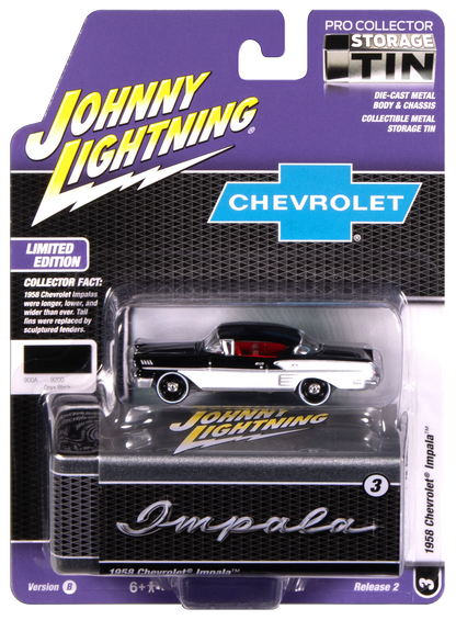 Lata de almacenamiento para coleccionistas Johnny Lightning - Dodge Challenger R/T 1970 (azul brillante) versión 2021 3A