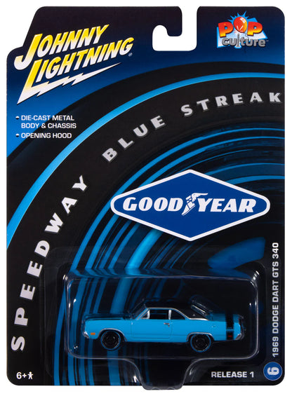 Johnny Lightning Goodyear Blue Streak - 1969 Dodge Dart GTS 340 (Corporate Blue)