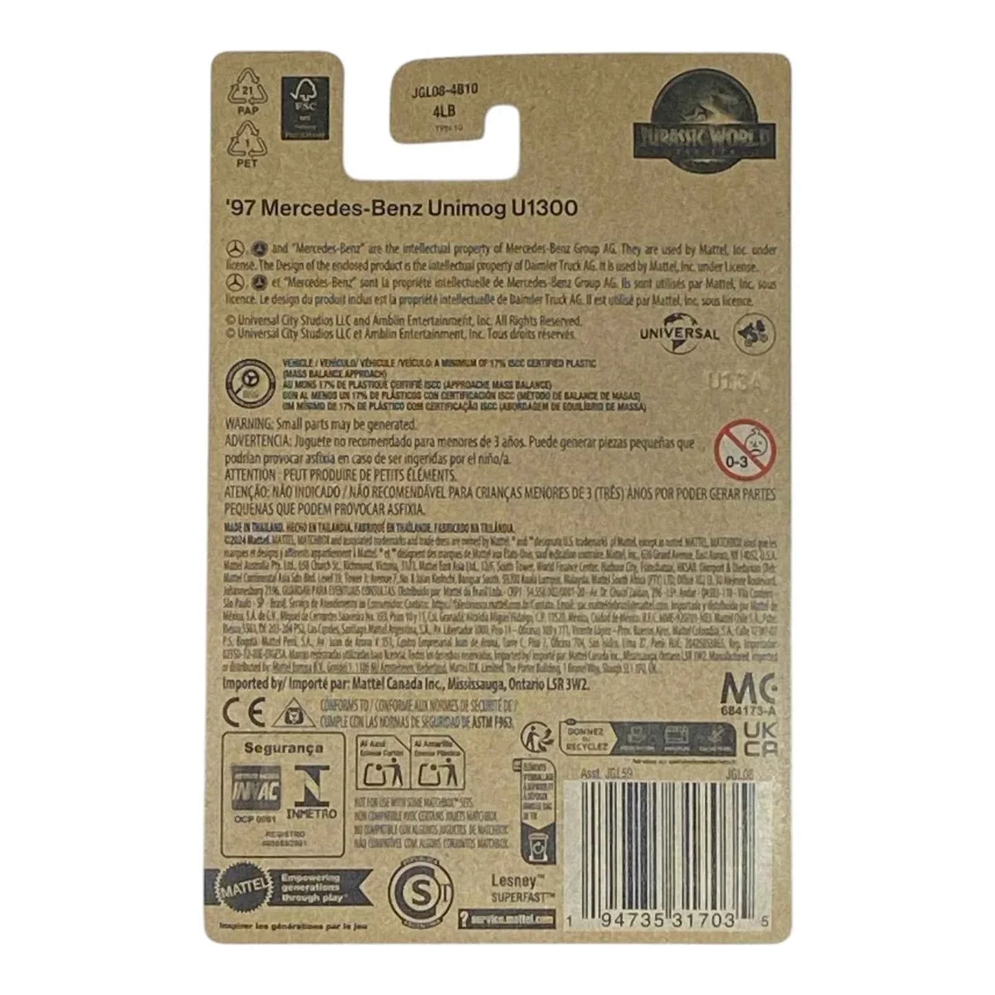 Matchbox '97 Mercedes-Benz Unimog U1300 - Jurassic World Rebirth Collection