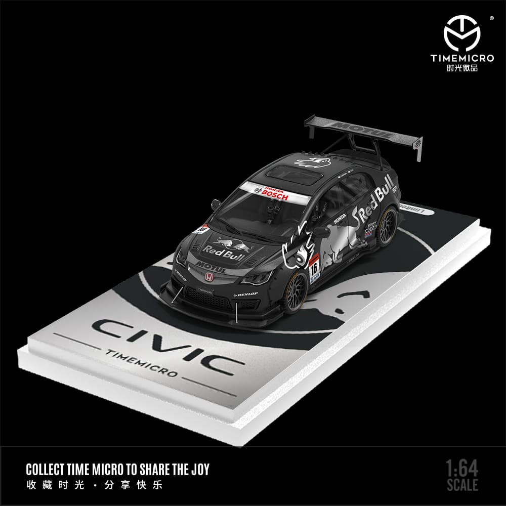 (PREORDER) TimeMicro Honda Civic Modified (Red Bull Livery Silver-No Figure)