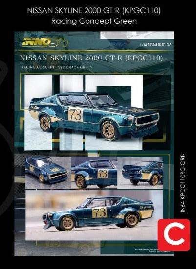 Inno64 - Nissan Skyline 2000 GT-R (KPGC110) Racing Concept 1972 (Green)
