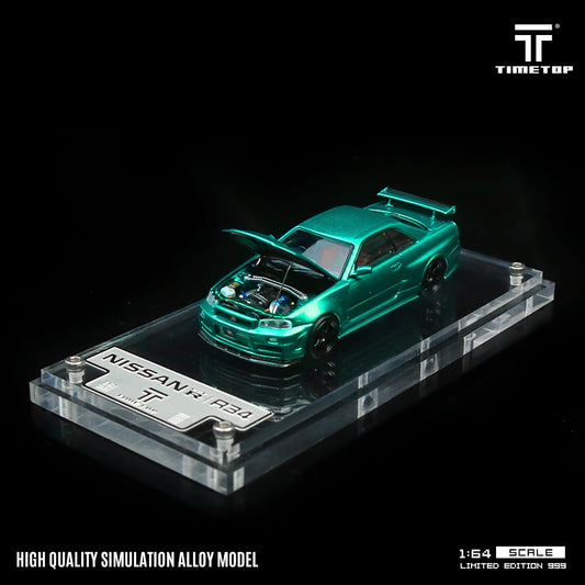 (PREORDER) TimeTop Diecast - Nissan GTR34  (Metallic Green with Gift Box Edition)