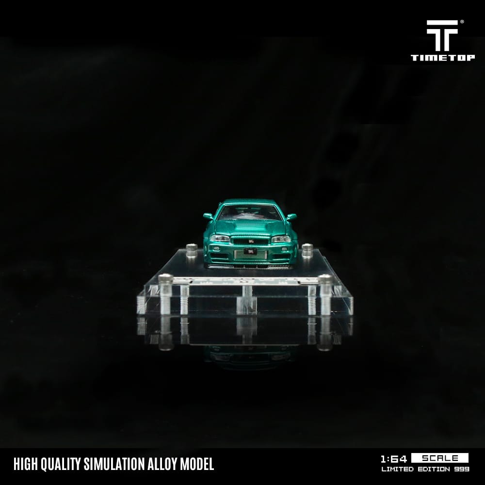 (PREORDER) TimeTop Diecast - Nissan GTR34  (Metallic Green with Gift Box Edition)