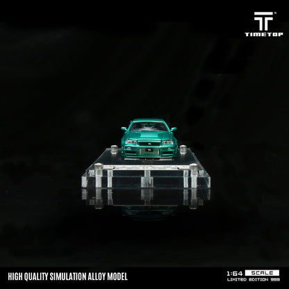 (PREORDER) TimeTop Diecast - Nissan GTR34  (Metallic Green with Gift Box Edition)