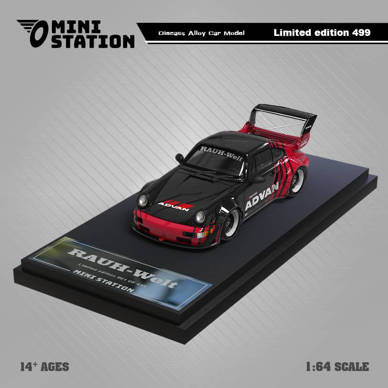 (PREORDER) Mini Station RWB 964 GT Wing (Red/Black Advan Livery)-No figure