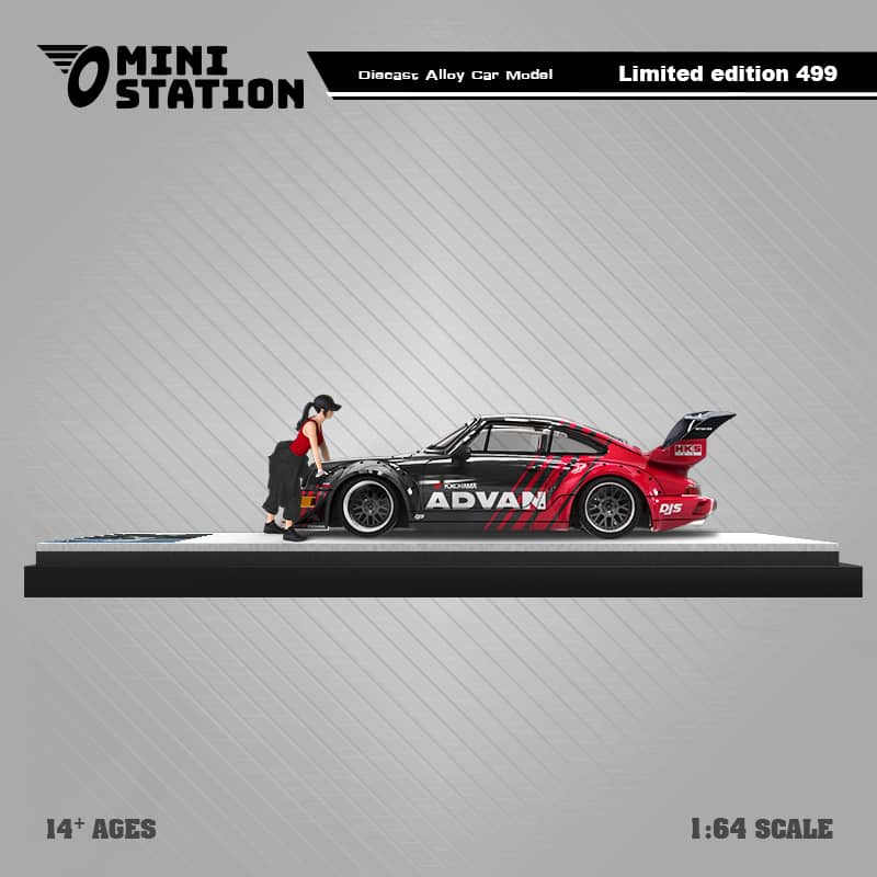 (PREORDER) Mini Station RWB 964 GT Wing (Red/Black Advan Livery)-No figure