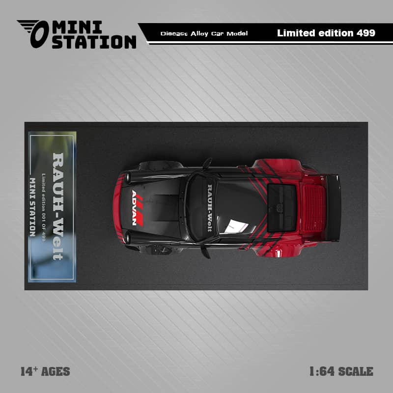 (PREORDER) Mini Station RWB 964 GT Wing (Red/Black Advan Livery)-No figure