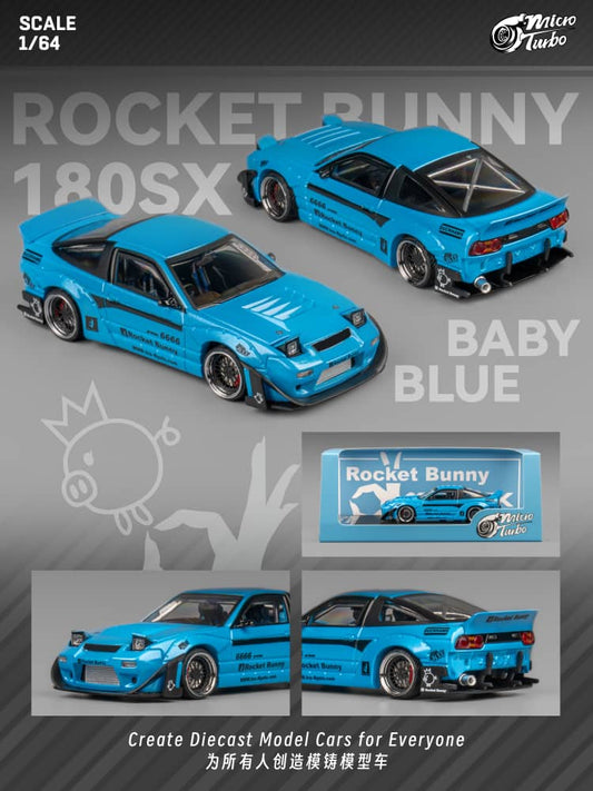 MicroTurbo Nissan 180SX Rocket Bunny (Metallic Blue)