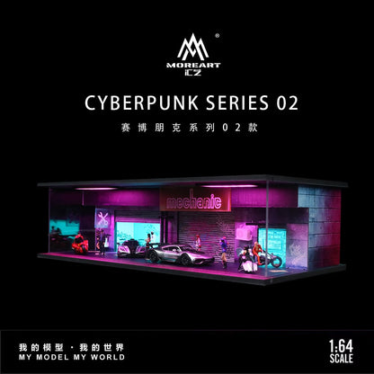 MoreArt Lighted Mechanic Shop (Diorama) - Cyberpunk Series 02