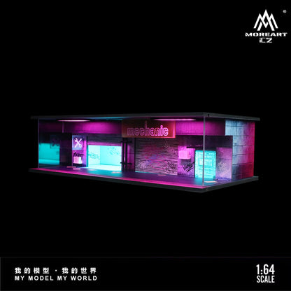 MoreArt Lighted Mechanic Shop (Diorama) - Cyberpunk Series 02