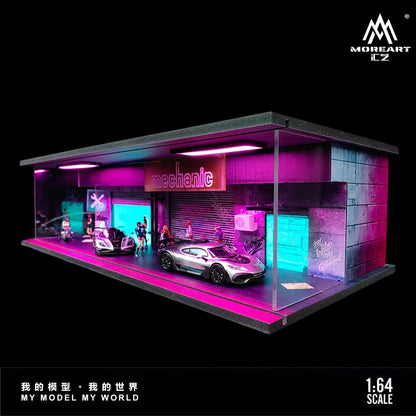 MoreArt Lighted Mechanic Shop (Diorama) - Cyberpunk Series 02