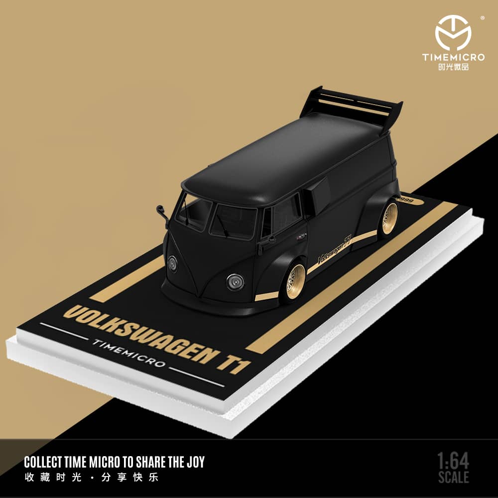 TimeMicro Black Gold VWT1 Minibus, Porsche 992 GT3 RS, & Trailer (Sold Individually or as set)