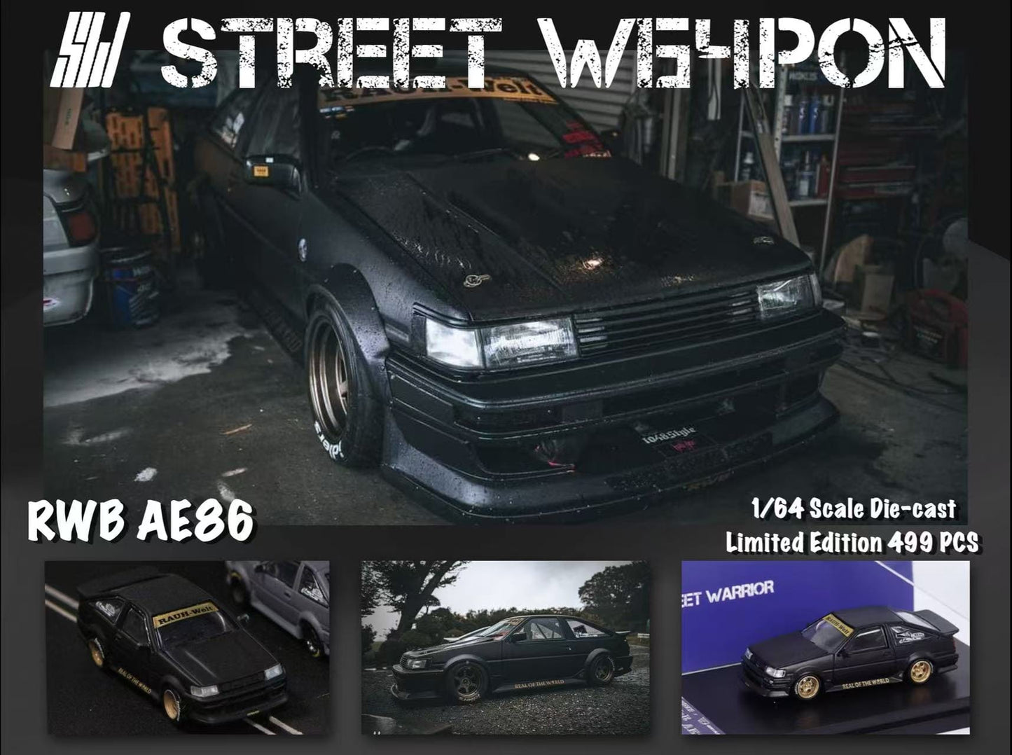 Street Weapon RWB Toyota AE86 Wide-Body (Matte Black/Gold)