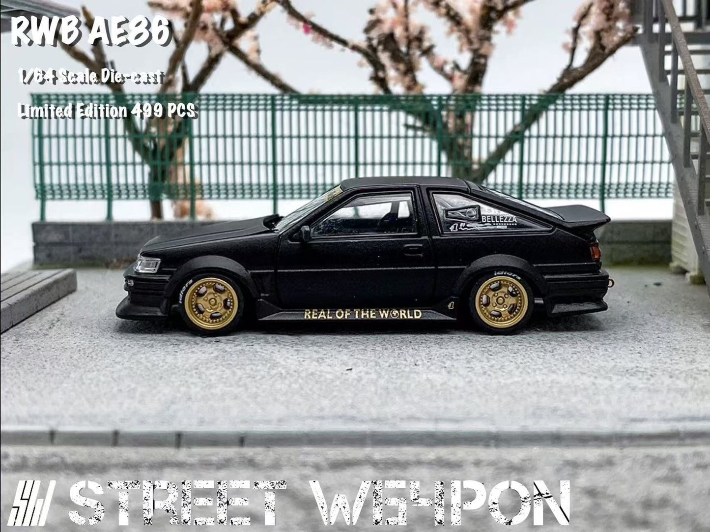 Street Weapon RWB Toyota AE86 Wide-Body (Matte Black/Gold)