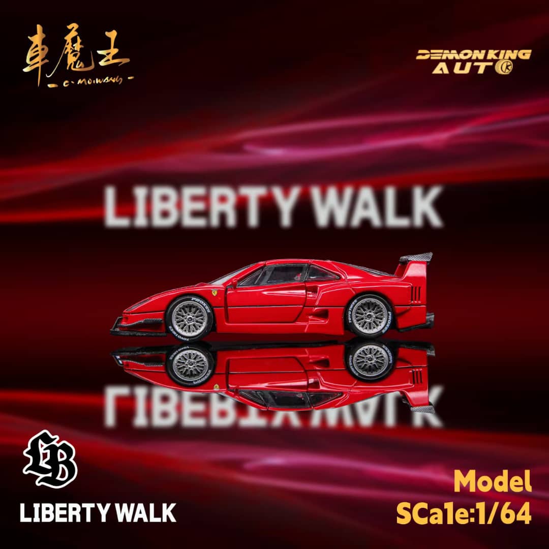 (PREORDER) Demon King Auto Supercar - Ferrari F40 LB-Works Wide-Body Gull Wing Gate Modified (Ferrari Red)