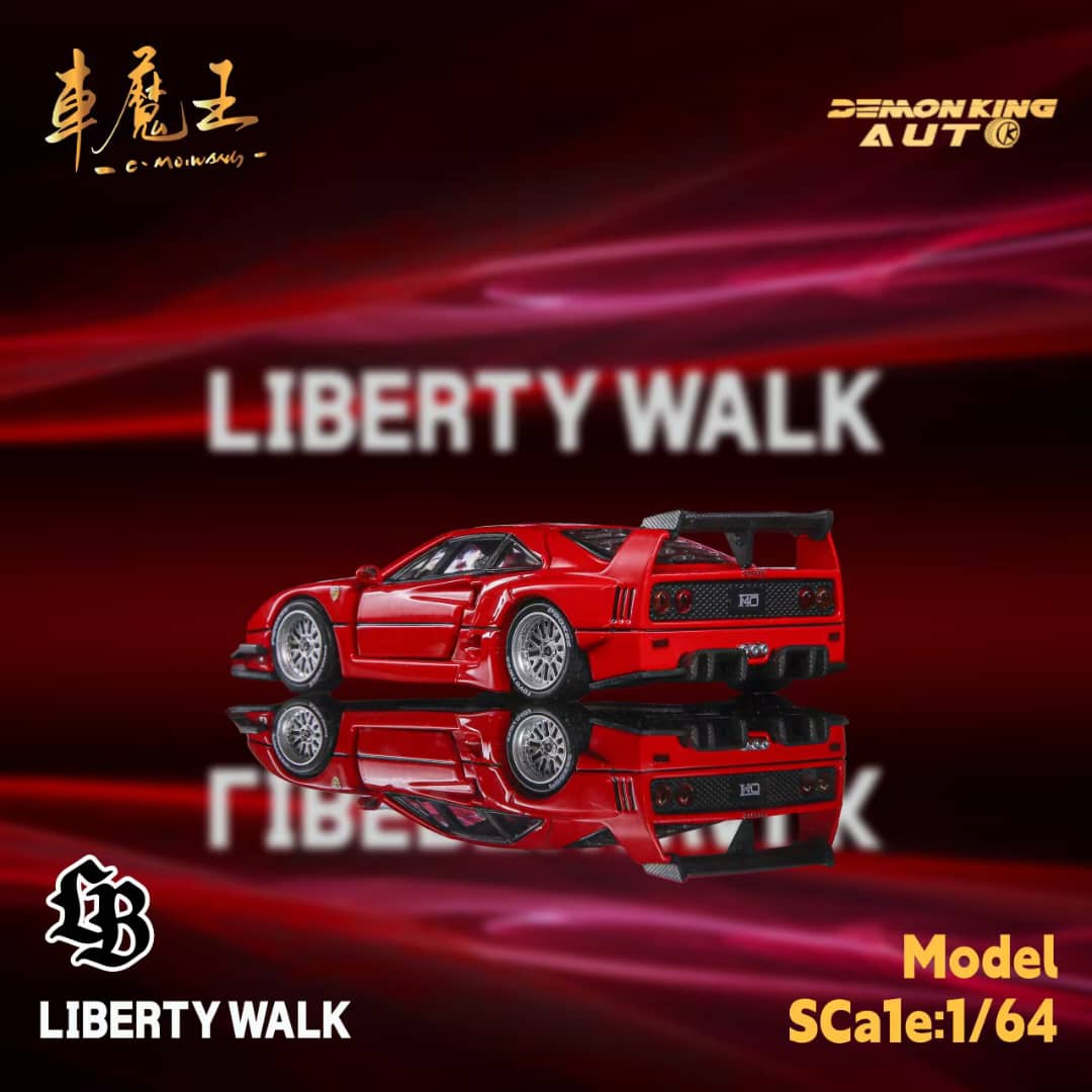 (PREORDER) Demon King Auto Supercar - Ferrari F40 LB-Works Wide-Body Gull Wing Gate Modified (Ferrari Red)