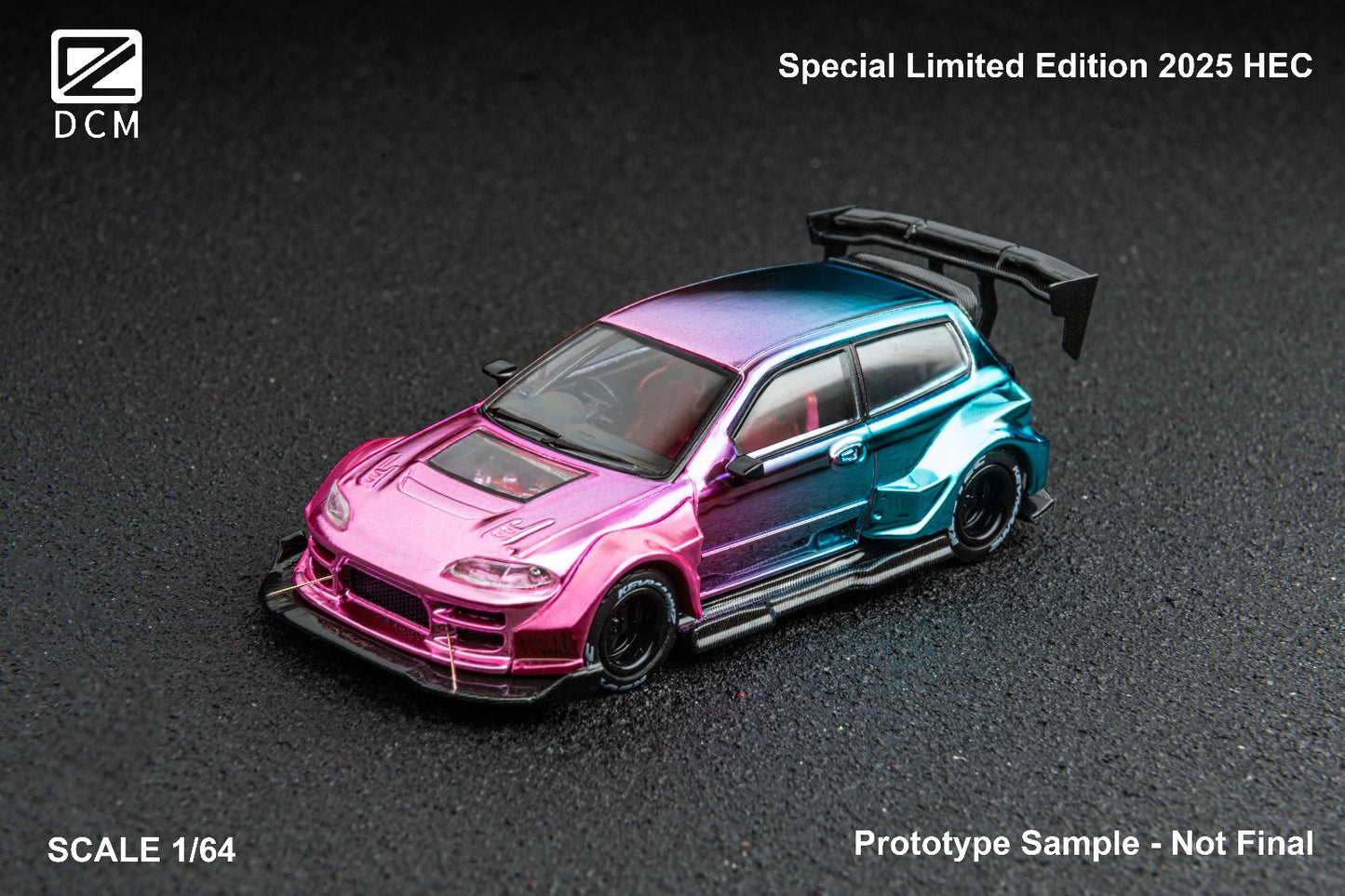 (PREORDER) DCM Kevmannz 1996 Honda Civic EG6 Hatchback Wide Body (Long Spoiler) Hobby Expo China 2025 (Dazzling Color)