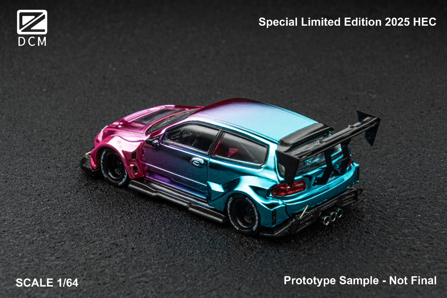 (PREORDER) DCM Kevmannz 1996 Honda Civic EG6 Hatchback Wide Body (Long Spoiler) Hobby Expo China 2025 (Dazzling Color)