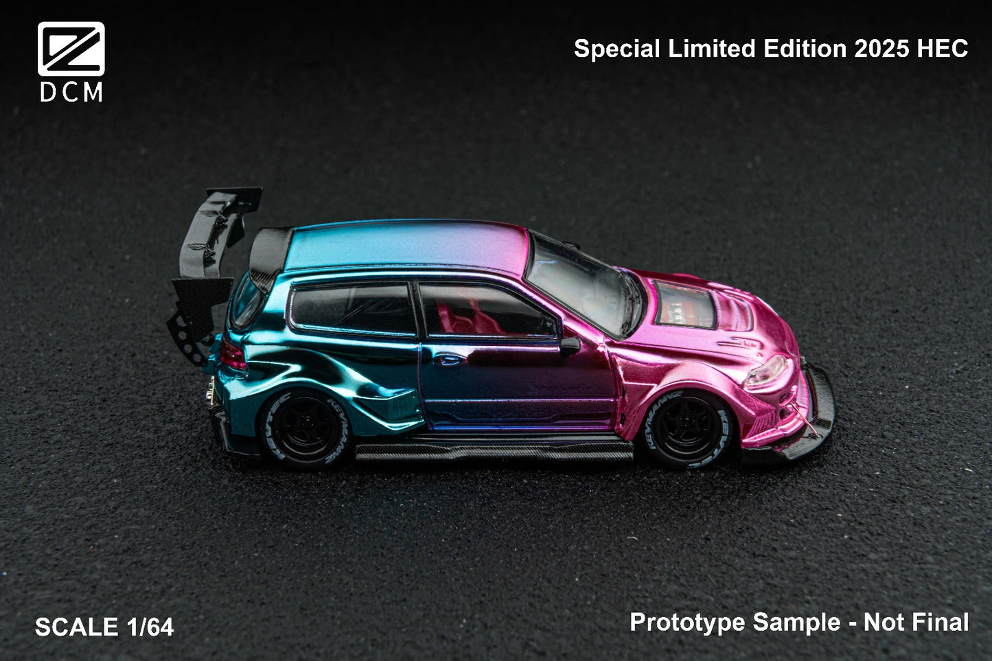 (PREORDER) DCM Kevmannz 1996 Honda Civic EG6 Hatchback Wide Body (Long Spoiler) Hobby Expo China 2025 (Dazzling Color)