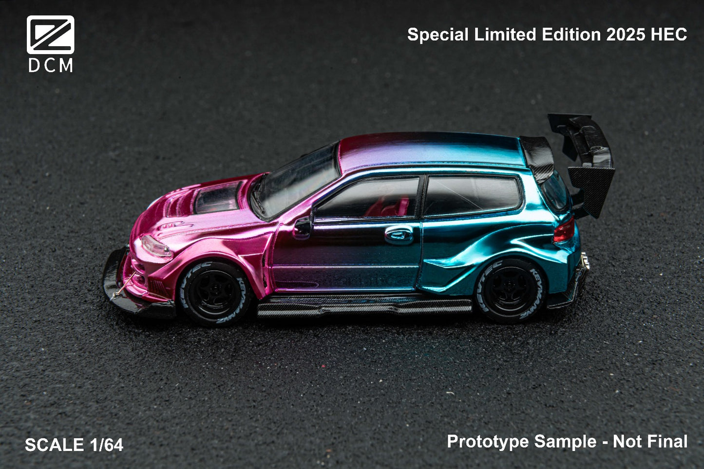 (PREORDER) DCM Kevmannz 1996 Honda Civic EG6 Hatchback Wide Body (Long Spoiler) Hobby Expo China 2025 (Dazzling Color)