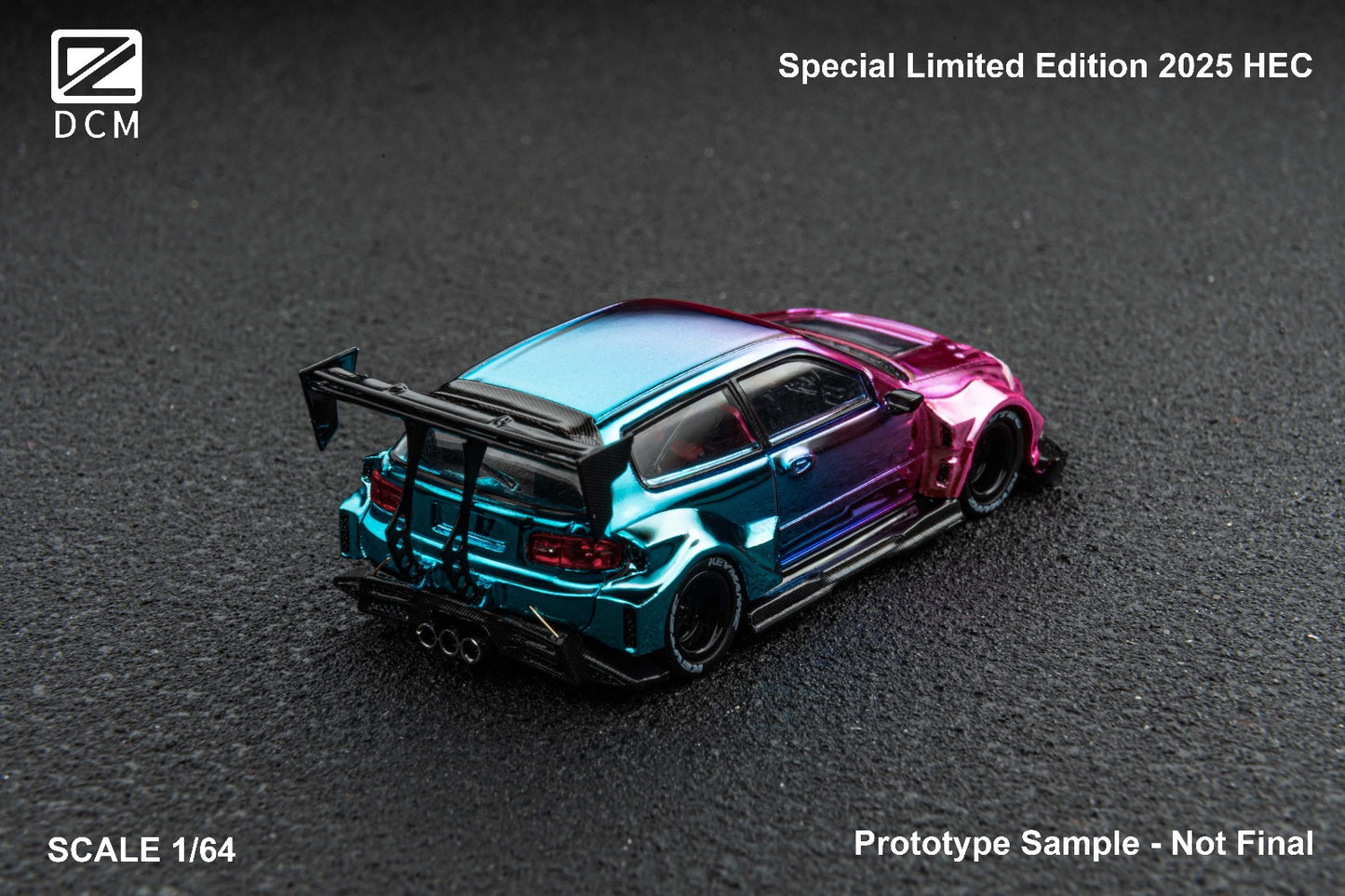 (PREORDER) DCM Kevmannz 1996 Honda Civic EG6 Hatchback Wide Body (Long Spoiler) Hobby Expo China 2025 (Dazzling Color)