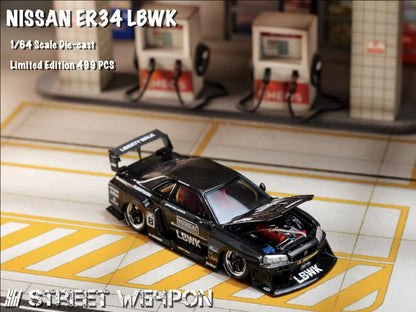 (PREORDER) Street Weapon LBWK Nissan ER34 (Black Carbon Special Edition)