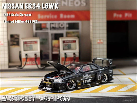 (PREORDER) Street Weapon LBWK Nissan ER34 (Black Carbon Special Edition)