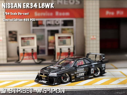 (PREORDER) Street Weapon LBWK Nissan ER34 (Black Carbon Special Edition)