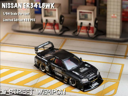 (PREORDER) Street Weapon LBWK Nissan ER34 (Black Carbon Special Edition)