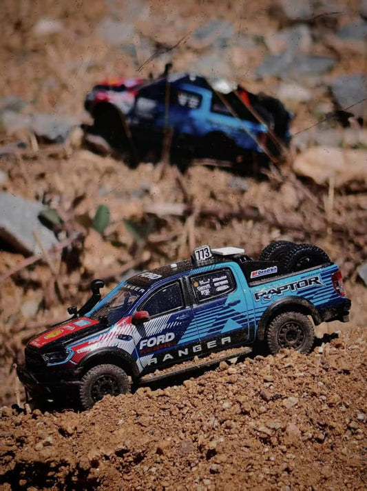 (PREORDER) MK Miniatures Ford Ranger Raptor 2024 Baja racing (Blue w/lgraphics)