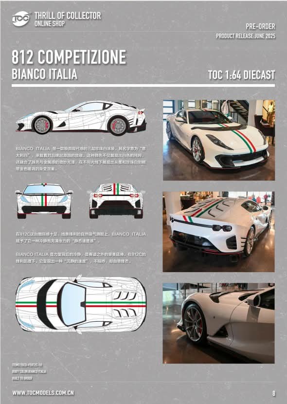 Thrill of Collector (TOC) Ferrari 812 Competizione (Bianco Italia)