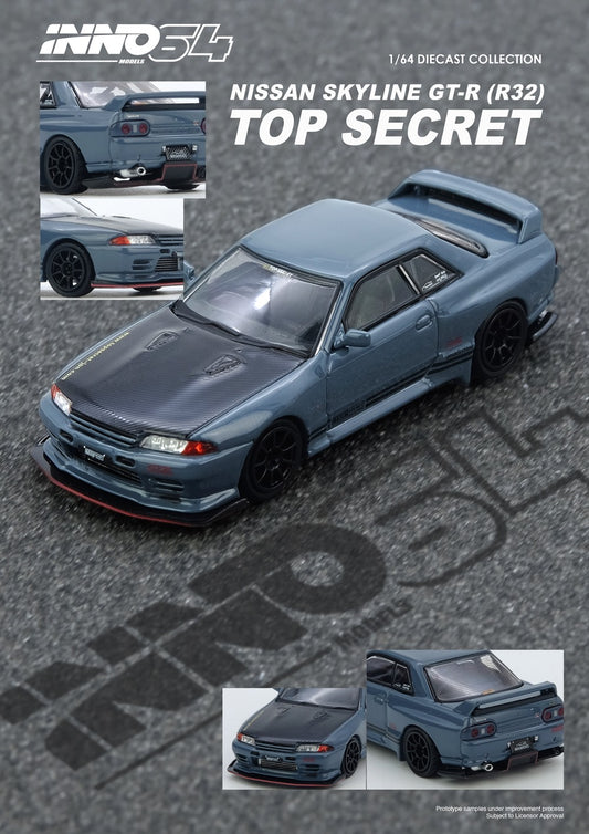 Inno64 - Nissan Silvia (S14) RHD (volant à droite) bleu et violet métallisé avec bande jaune "Tomonori Idekawa's Rocket Bunny Boss"