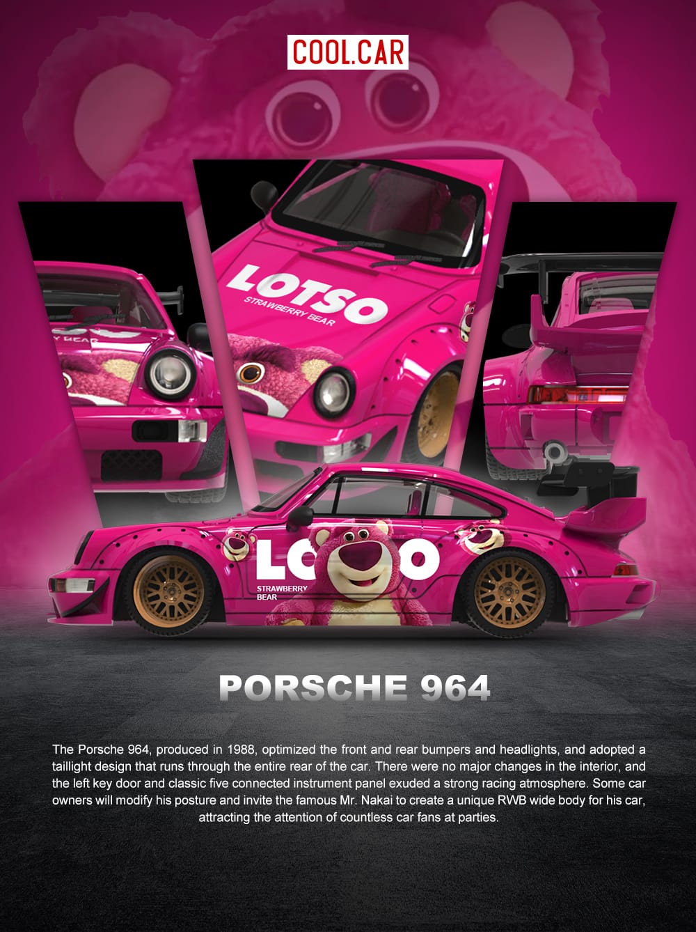 (PREORDER) Cool Car Porsche 964 Latso Strawberry Bear (no figure)