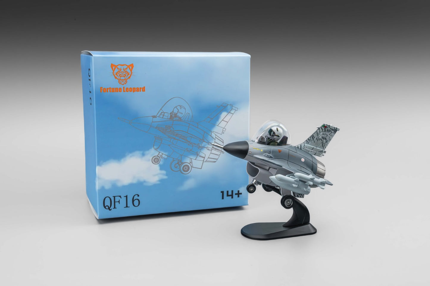 (PREORDER) Fortune Leopard Fighter Jet Q version QF16 (Grey)