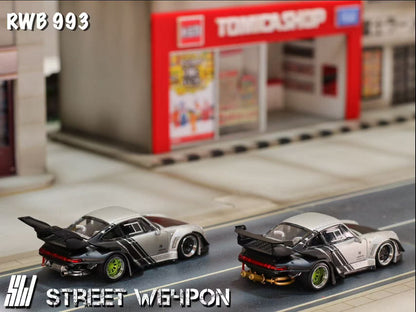 Street Warrior Porsche RWB 993 Wide-Body Modified (Matte Silver Cyberpunk Livery)