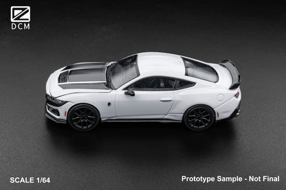(PREORDER) DCM Ford Mustang Dark Horse (Crystal White hood w/Stripe, Black Wheels)