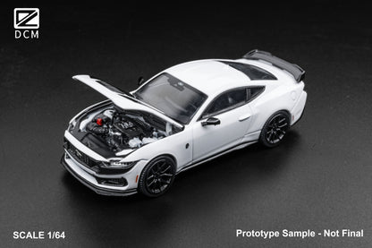 (PREORDER) DCM Ford Mustang Dark Horse (Crystal White hood w/Stripe, Black Wheels)
