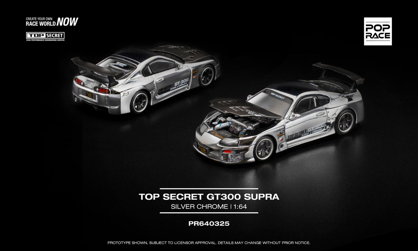 (PREORDER) Pop Race - Top Secret GT300 Toyota Supra (Silver Chrome)
